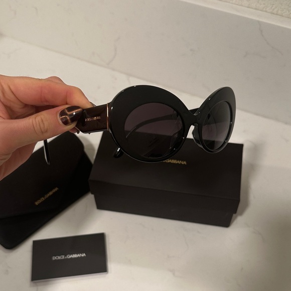 Dolce & Gabbana Oval Black Sunglasses - Picture 4 of 5